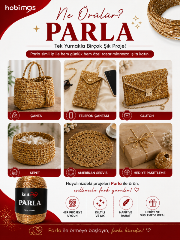 Parla Gold Renk 100 Gram 235 Metre Simli İp - Paketleme İpi - Süs İpi Parla Gold Renk 100 Gram 235 Metre Simli İp - Paketleme İpi - Süs İpi