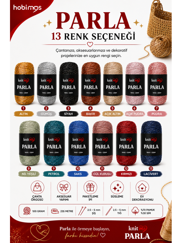 Parla Gold Renk 100 Gram 235 Metre Simli İp - Paketleme İpi - Süs İpi Parla Gold Renk 100 Gram 235 Metre Simli İp - Paketleme İpi - Süs İpi