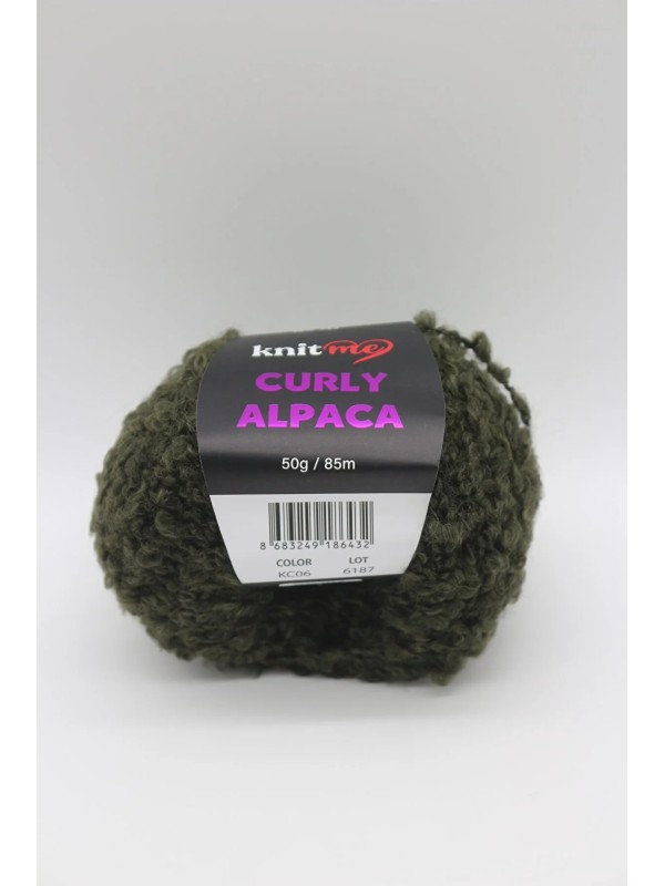 06 Haki - Alpaca Ve Yün Karışımlı Kıvırcık Dokulu Yumuşak Peluş İp