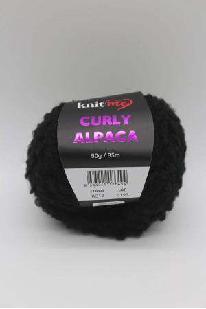 12 Siyah - Alpaca Ve Yün Karışımlı Kıvırcık Dokulu Yumuşak Peluş İp