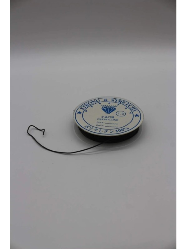 Siyah Lastikli 1,0 mm Silikon Misina- Elişi Takı Aksesuar Esnek Lastik Misine