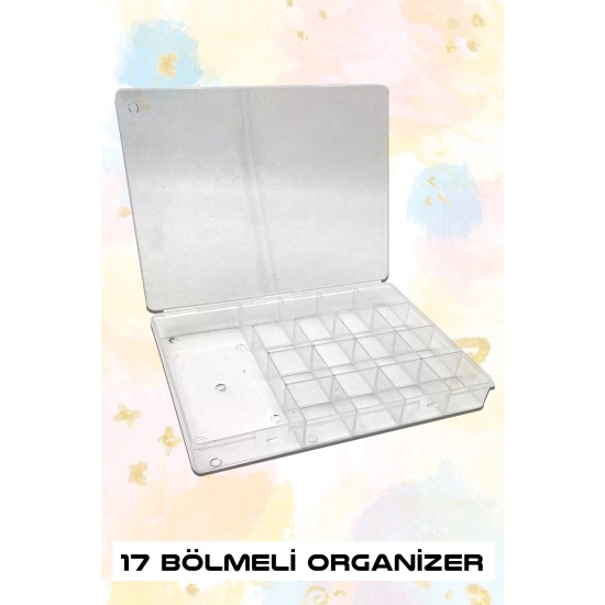 Hobi ve Boncuk Kutusu Büyük Boy 17 Bölmeli 25x18 cm Hobi ve Boncuk Kutusu Büyük Boy 17 Bölmeli 25x18 cm