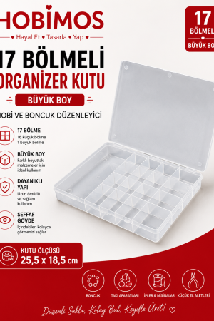 Hobi ve Boncuk Kutusu Büyük Boy 17 Bölmeli 25x18 cm