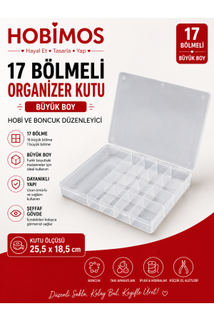 Hobi ve Boncuk Kutusu Büyük Boy 17 Bölmeli 25x18 cm