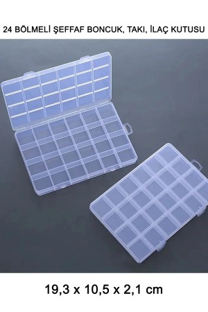24 Bölmeli 19 cm Şeffaf Plastik Takı Boncuk Saklama Kutusu