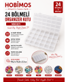 24 Bölmeli 19 cm Şeffaf Plastik Takı Boncuk Saklama Kutusu
