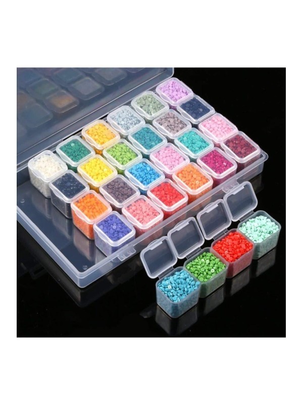 1 Adet 28 Bölmeli ( 7 Tane 4'lü ) Kilitli Kapaklı Takı - Boncuk Ve Taş Saklama Kutusu