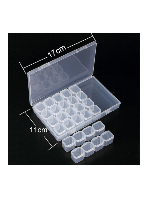 1 Adet 28 Bölmeli ( 7 Tane 4'lü ) Kilitli Kapaklı Takı - Boncuk Ve Taş Saklama Kutusu