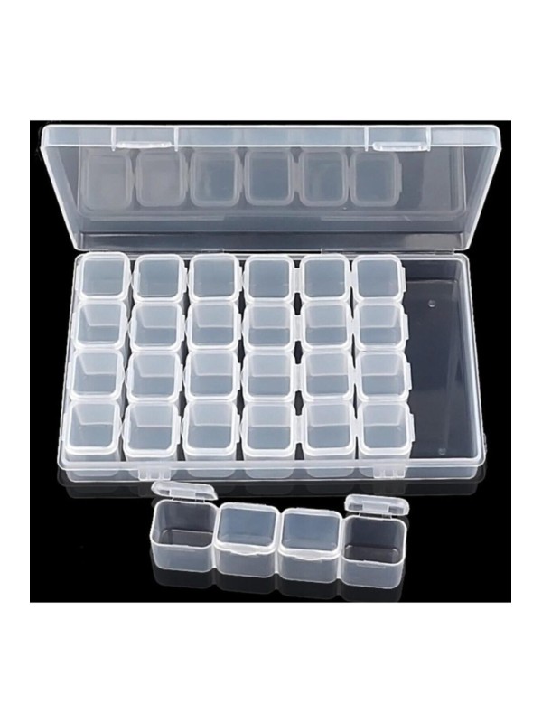 1 Adet 28 Bölmeli ( 7 Tane 4'lü ) Kilitli Kapaklı Takı - Boncuk Ve Taş Saklama Kutusu