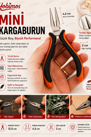 Mini Takı Pensesi Kargaburun Hobi Pensesi 12 cm