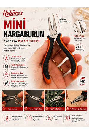 Mini Takı Pensesi Kargaburun Hobi Pensesi 12 cm