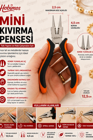 Mini Kıvırma Pensesi 12 cm Keskili Hobi Pensesi Mini Kıvırma Pensesi 12 cm Keskili Hobi Pensesi