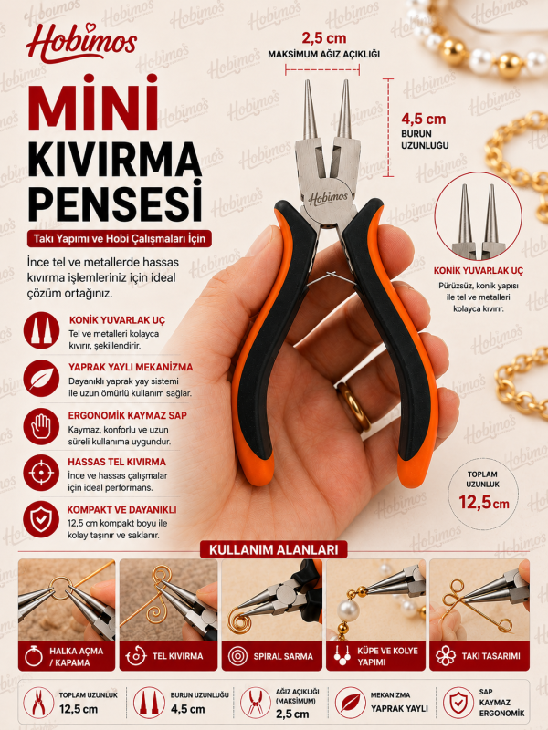 Mini Kıvırma Pensesi 12 cm Keskili Hobi Pensesi Mini Kıvırma Pensesi 12 cm Keskili Hobi Pensesi