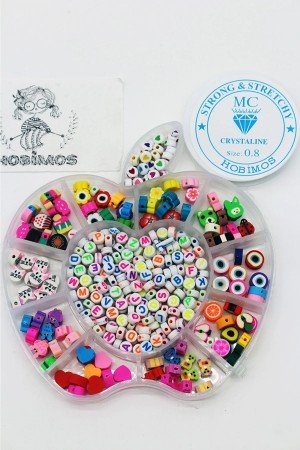 Elma Şekilli 12 Bölmeli Kutuda Polimer Kil Fimo Boncuk Seti Elma Şekilli 12 Bölmeli Kutuda Polimer Kil Fimo Boncuk Seti