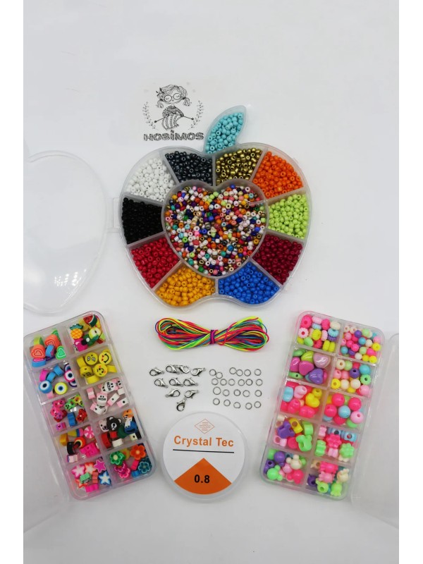 Elma Figürlü ve 10 Bölme 2 Kutulu Hobi ve Takı Yapım Boncuk Seti Elma Figürlü ve 10 Bölme 2 Kutulu Hobi ve Takı Yapım Boncuk Seti