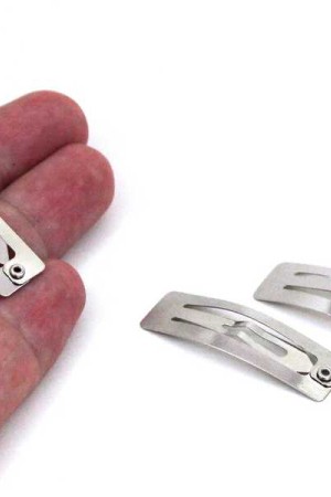 100 Adet 4 cm Dikdörtgen Nikel Kaplama Çıt Çıt Toka Gümüş Renk