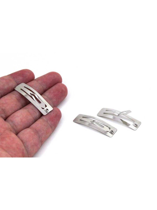 100 Adet 4 cm Dikdörtgen Nikel Kaplama Çıt Çıt Toka Gümüş Renk