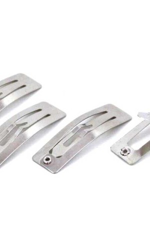 100 Adet 4 cm Dikdörtgen Nikel Kaplama Çıt Çıt Toka Gümüş Renk