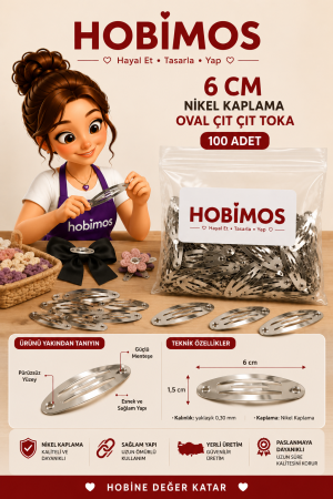 100 Adet 6 cm Nikel Kaplama Çıt Çıt Toka Gümüş Renk