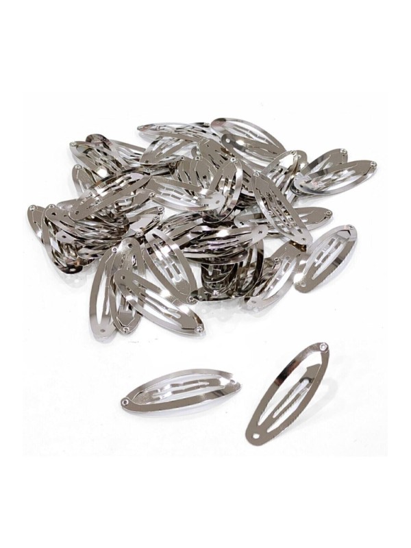 25 Adet 6 Cm Gümüş Klipsli Çıt Çıt Toka Aparatı - Metal Çıt Çıt Toka Aparatı