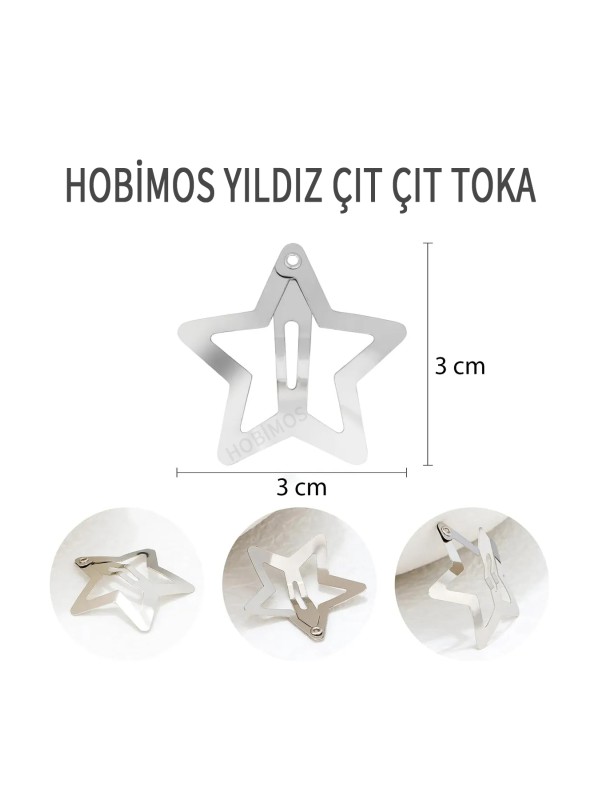 50 Adet 3 cm Yıldız Çıt Çıt Toka Yerli Üretim 1. Kalite